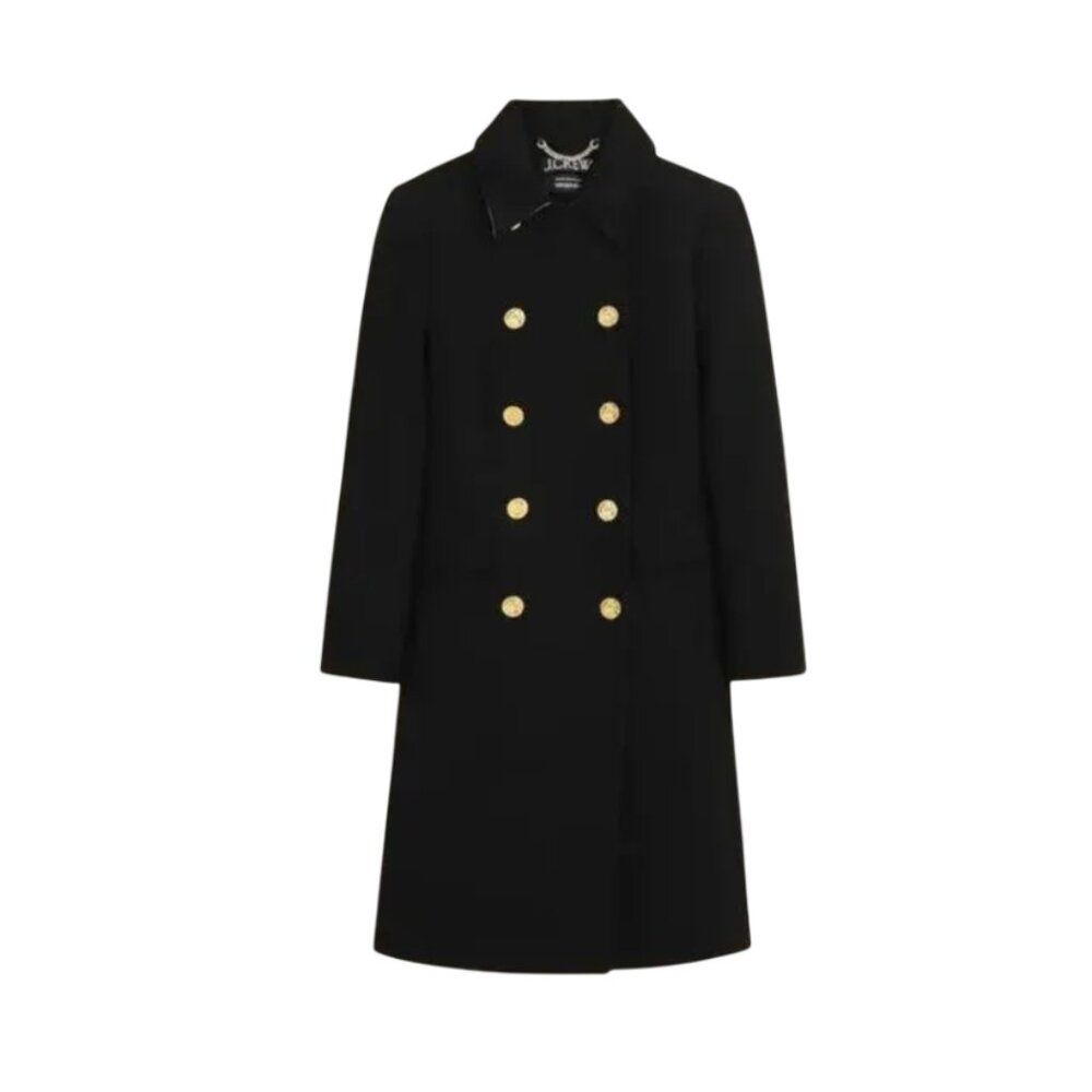 Nwt Jcrew Warwick Top Coat Jacket Womens 00 Black Italian Stadium Cloth Wool New